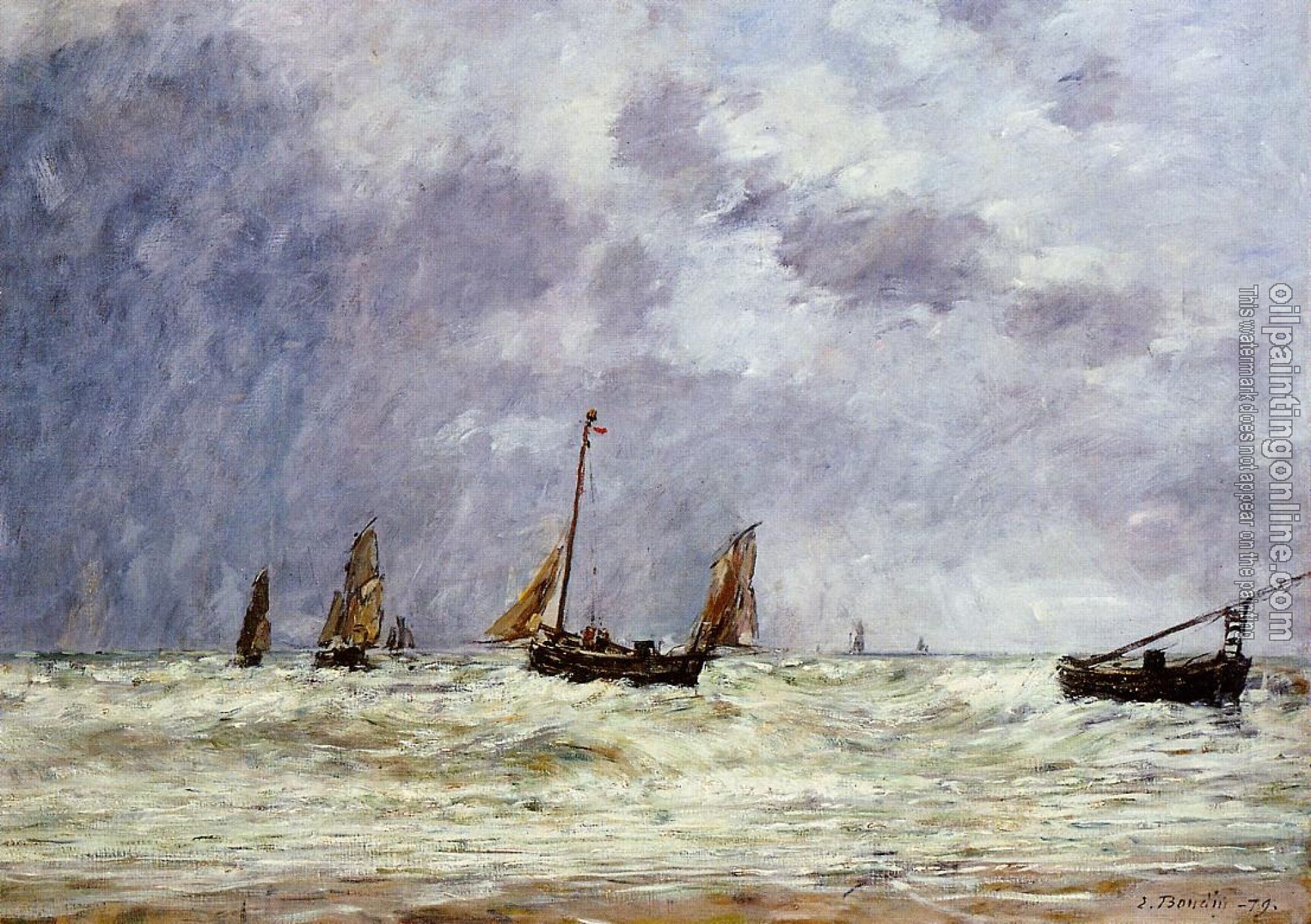 Boudin, Eugene - Berck, the Departure of the Boats
